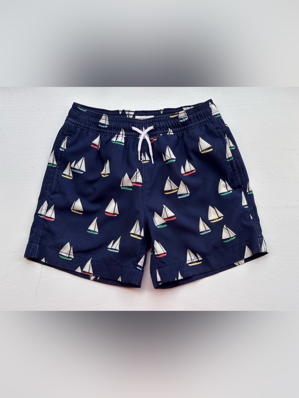 Crewcuts J.Crew Navy Sailboat Swim Trunk size 4